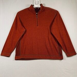 Tommy Bahama Jeans Men's 1/4 Zip Fleece Pullover Sweatshirt Orange Size L